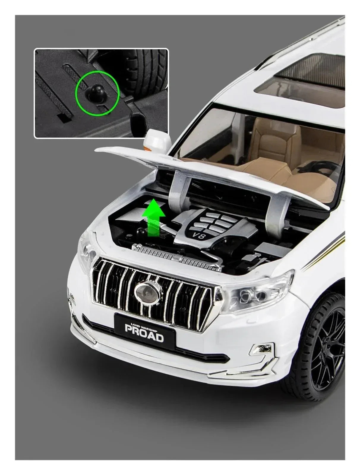 HY Alloy Land Cruiser V8 Proad 1:28 Scale Model Cars - Toys Heaven