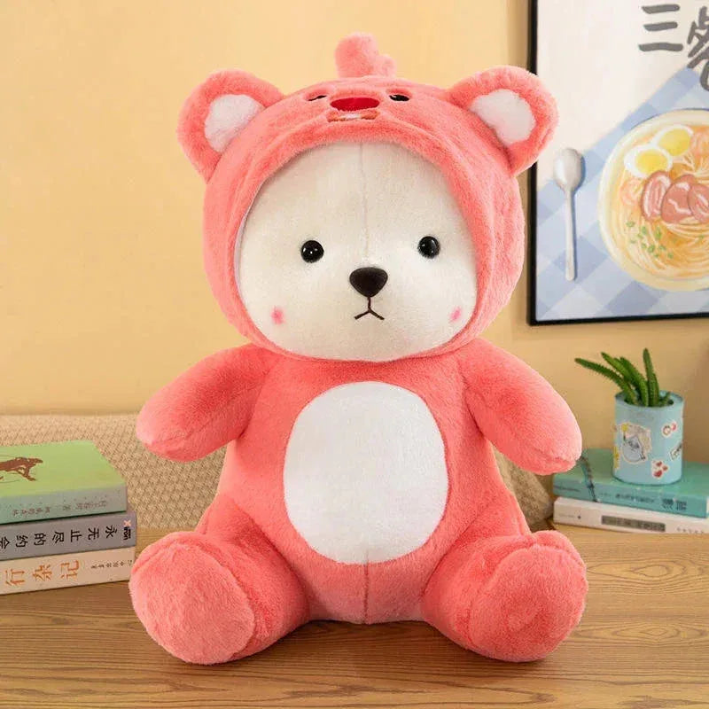 Pink Plush Teddy Bear with Bear-Ears Hoodie - Toys Heaven
