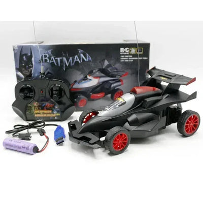 Batman Remote-Controlled Stunt Car  Black with Red or Yellow Wheels - Toys Heaven