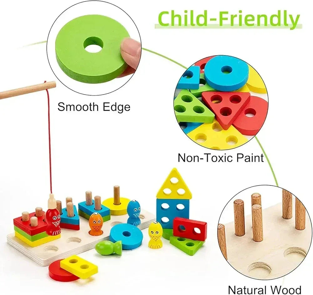 Fishing Four-Post Wooden Toy - Toys Heaven