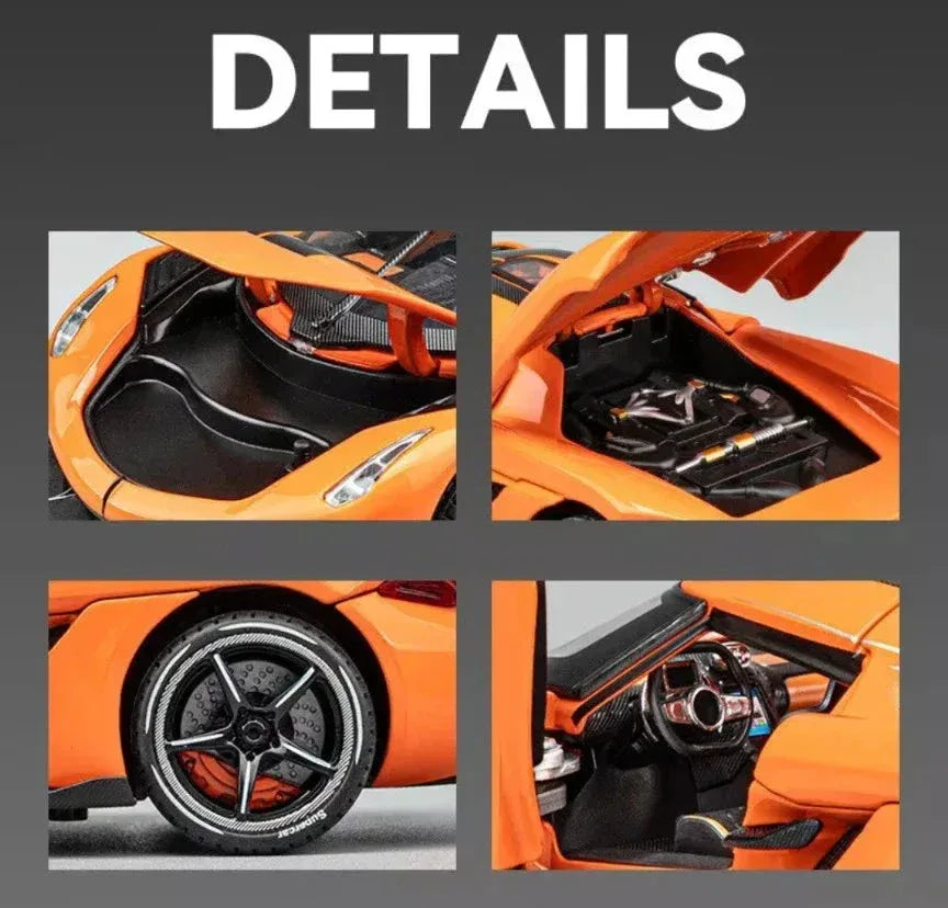 CHE ZHI Die-Cast Model Car  Sound & Light Pull Back Series (Orange) - Toys Heaven