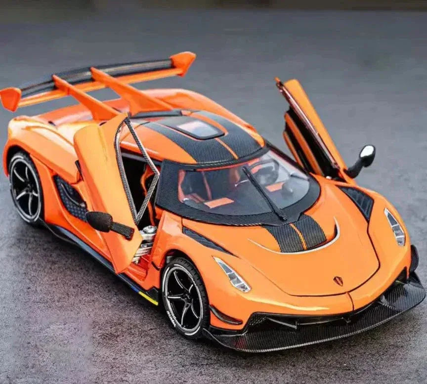 CHE ZHI Die-Cast Model Car  Sound & Light Pull Back Series (Orange) - Toys Heaven