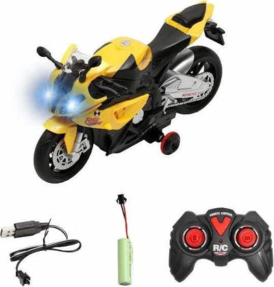 Biker Moto 1:20 Remote Control Motorcycle  Lights & 360° Rotation - Toys Heaven