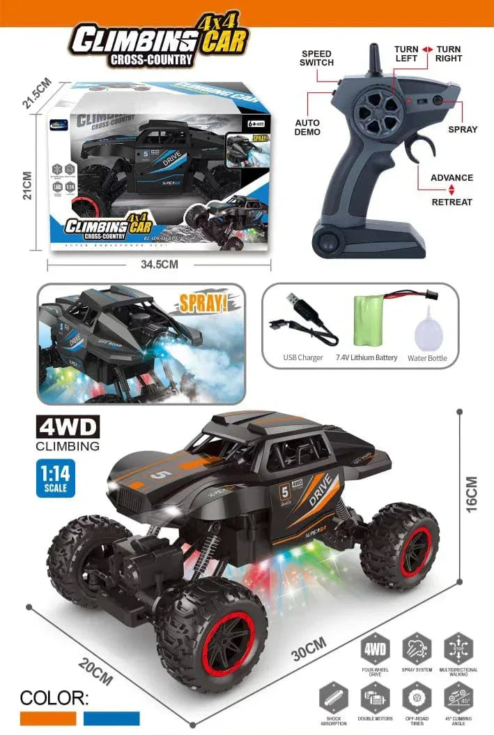 4x4 Climbing Car Cross-Country RC  1:14 Scale | Spray & Super Horsepower - Toys Heaven