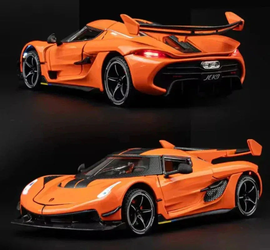 CHE ZHI Die-Cast Model Car  Sound & Light Pull Back Series (Orange) - Toys Heaven