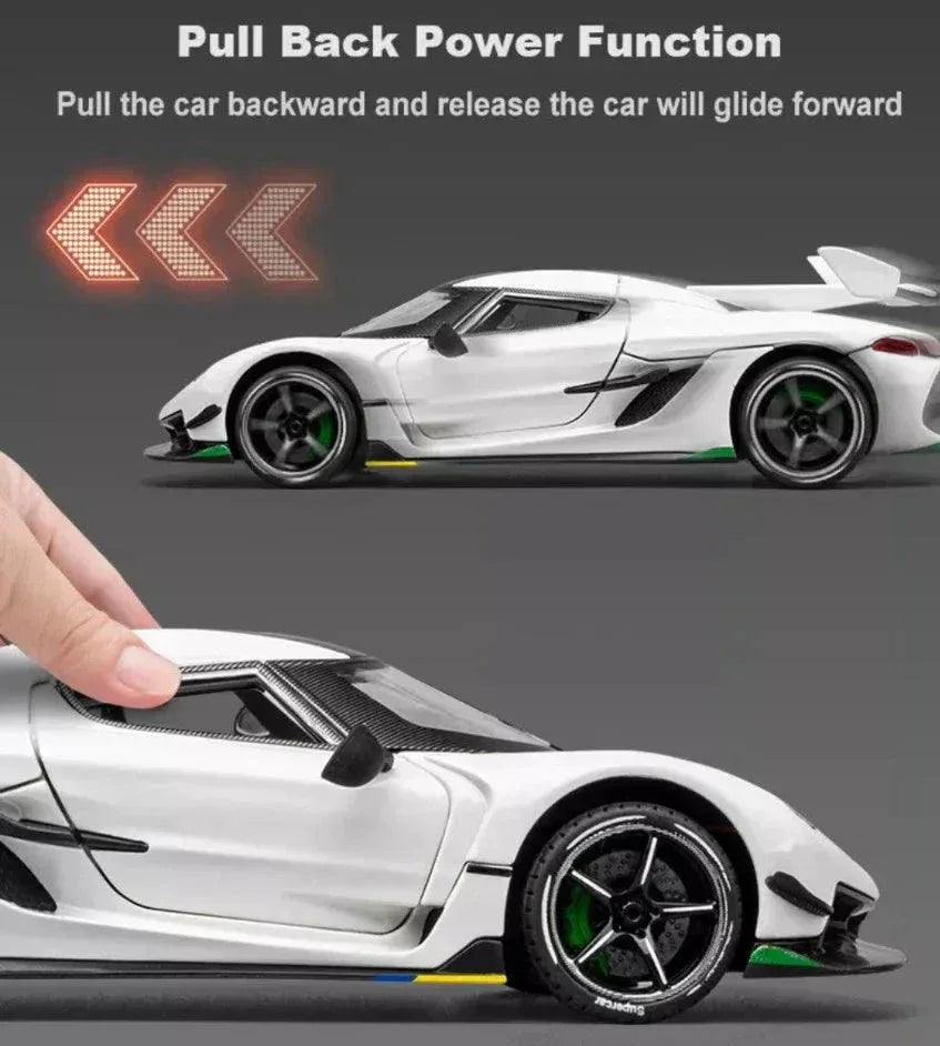 CHE ZHI Die-Cast Model Car  Sound & Light Pull Back Series (Orange) - Toys Heaven