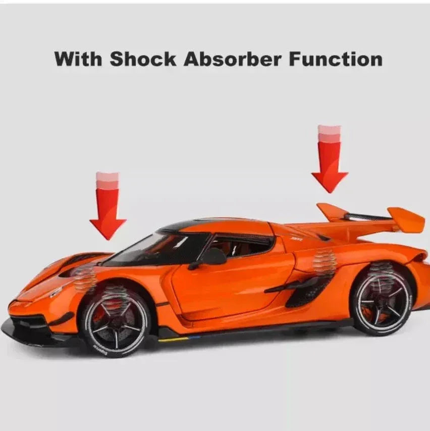 CHE ZHI Die-Cast Model Car  Sound & Light Pull Back Series (Orange) - Toys Heaven