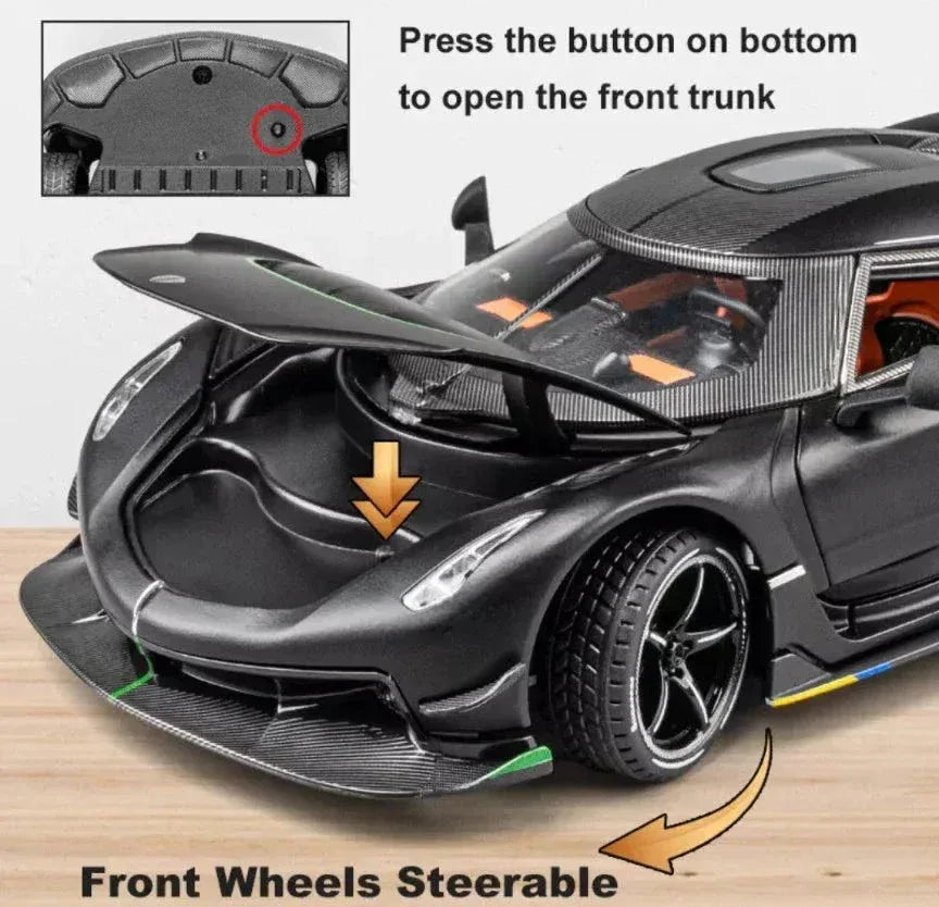 CHE ZHI Die-Cast Model Car  Sound & Light Pull Back Series (Orange) - Toys Heaven