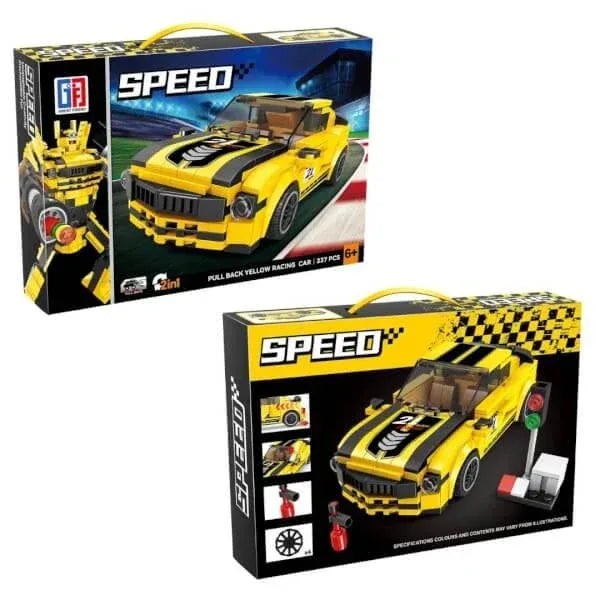 Speed Building Blocks 337pc Yellow Racing Car 2-in-1 - Toys Heaven