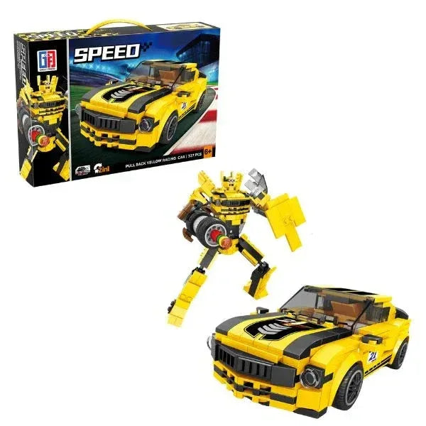 Speed Building Blocks 337pc Yellow Racing Car 2-in-1 - Toys Heaven