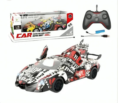 Rapid Drift 1:16 Scale High-Speed RC Car – Graffiti Edition with Functional Opening Doors - Toys Heaven